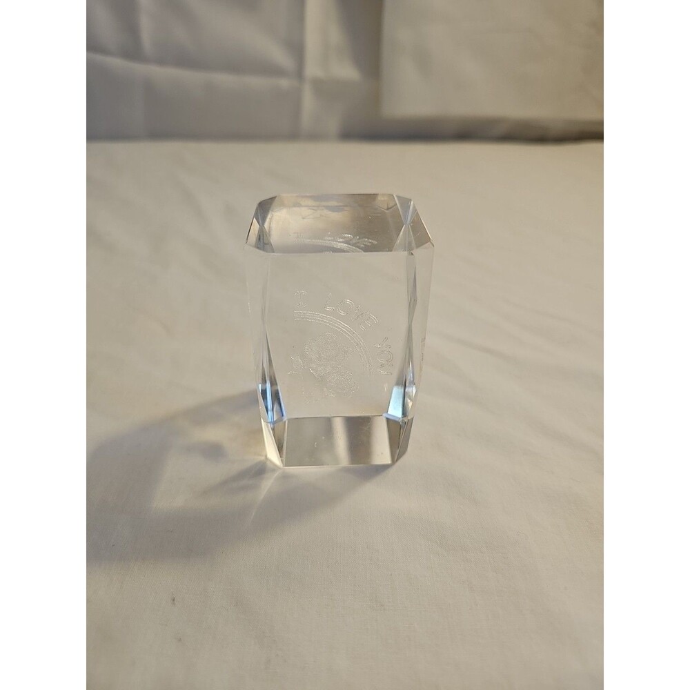 3D Laser Etched Crystal Glass, I love you Cube Paperweight 3”x 2”x2"